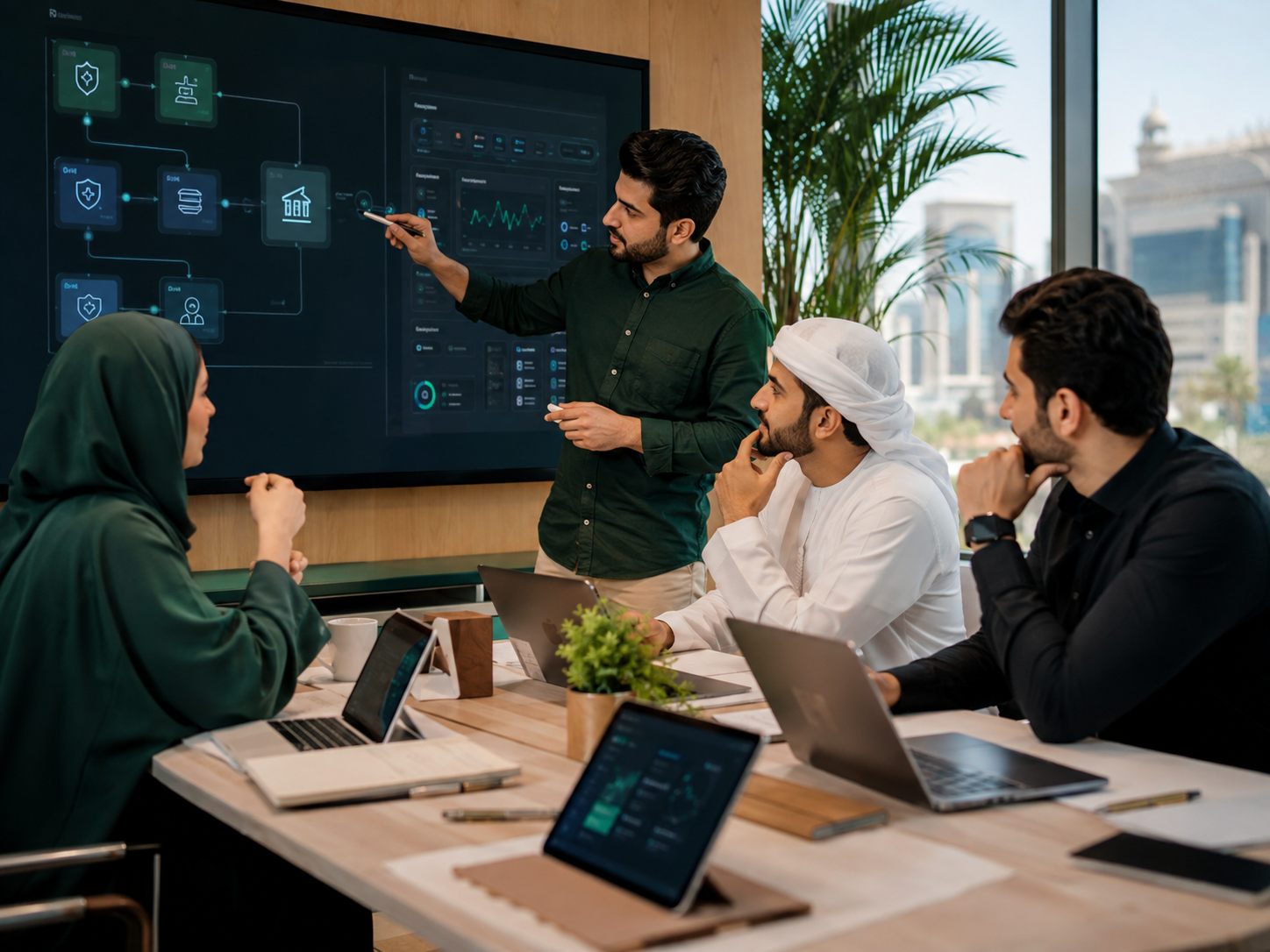 Healthcare software team mapping integrations and system workflows